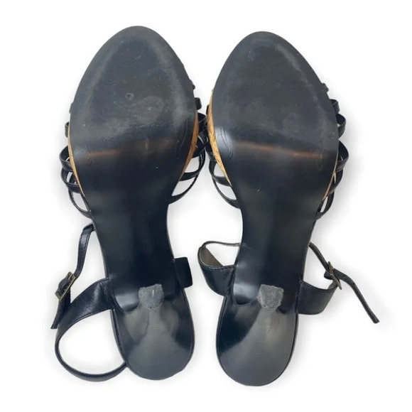 Tahari Black Stratton Braided T-strap Sandal Pumps - Picture 6 of 8